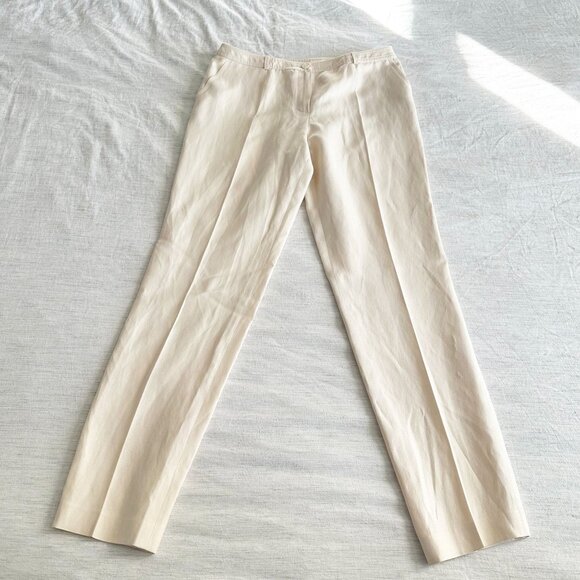 CHANEL Vintage Linen Wool Silk Pleated Trouser Pants - Picture 2 of 16